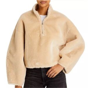 Jason Wu faux fur light beige half zip jacket
